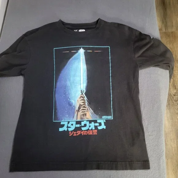 GAP Teen x STAR WARS SZ 10 Moonless Night LS Graphic T Shirt Return of the Jedi - Picture 3 of 9